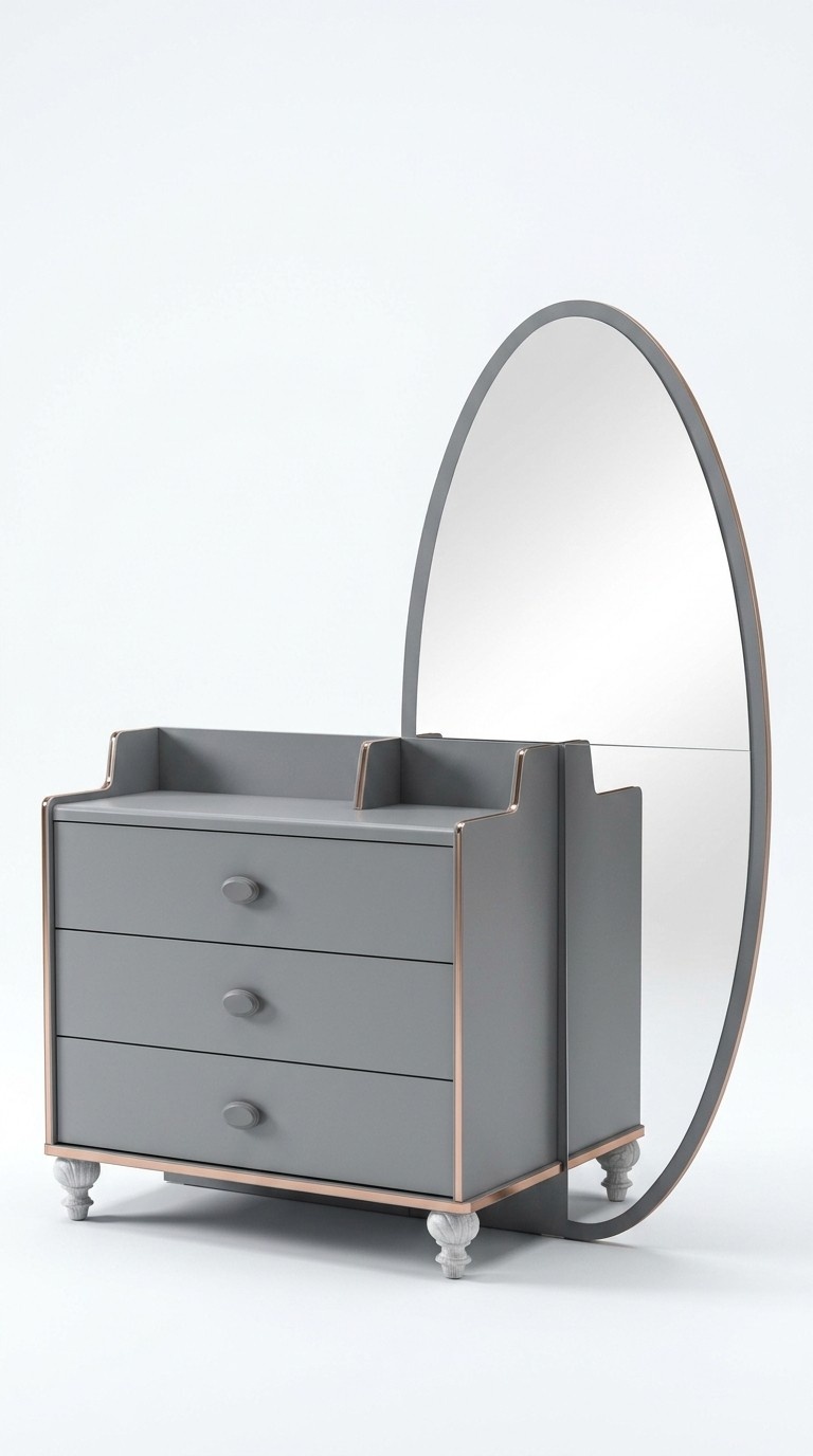 Dresser with mirror wood dressers furniture closet bedroom gray new