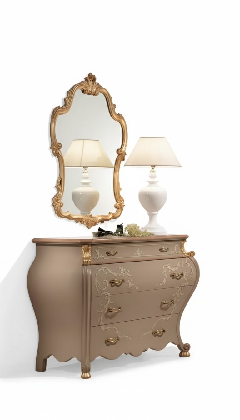 Chest of Drawers Mirror Group Wooden Design Side Cabinet Cabinet Furniture Set 2pcs