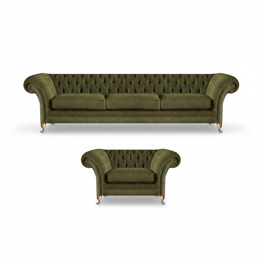 Chesterfield sofas couch designer textile seat cushion set 2 pieces upholstered furniture