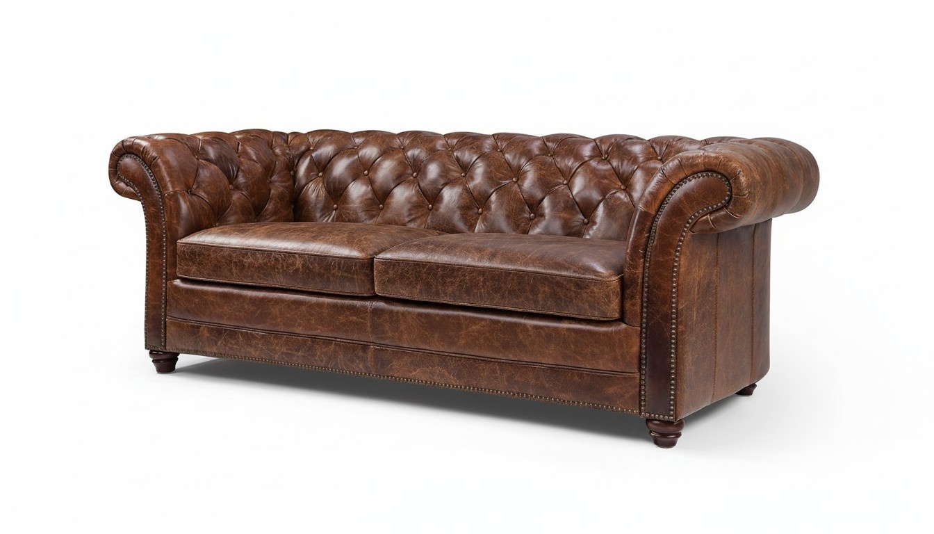 Chesterfield 100% Genuine Leather Leather Sofa Couch Upholstered Classic Sofas
