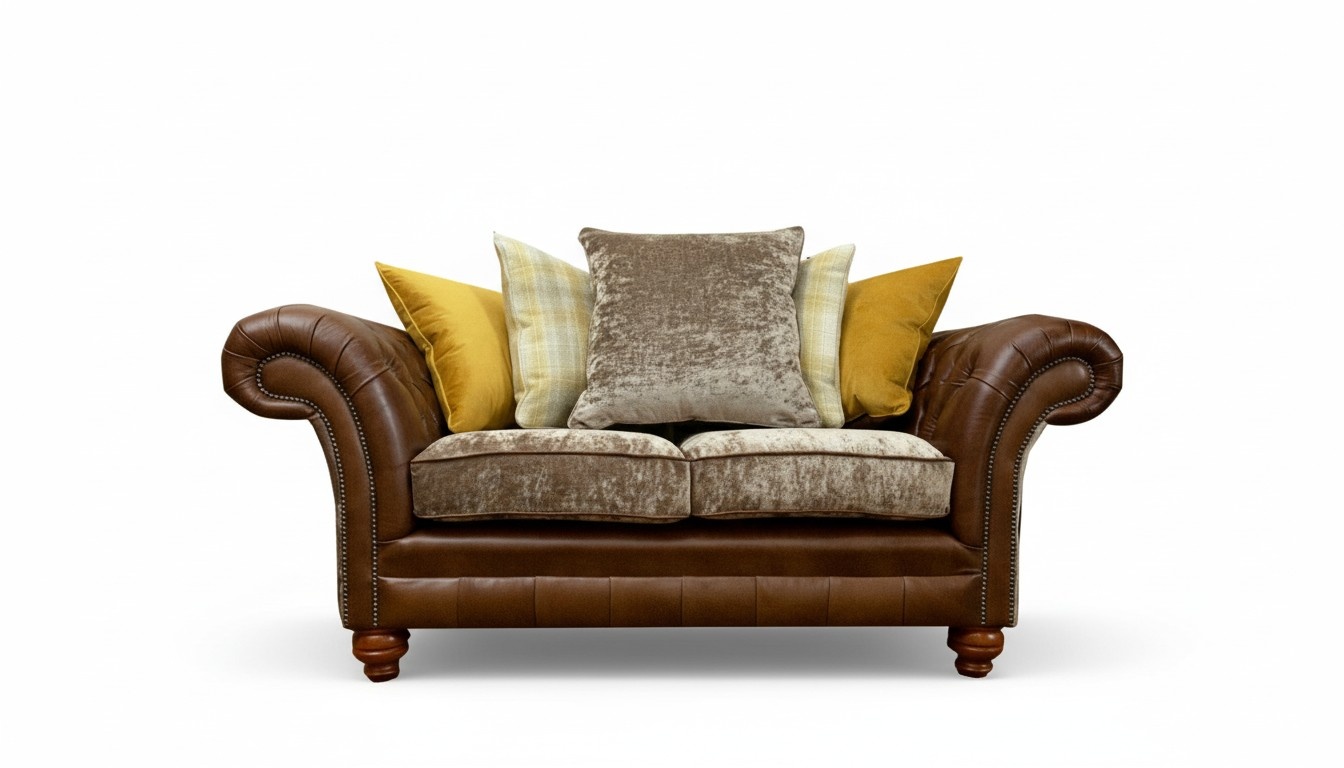 Chesterfield 2 seater brown leather living room modern design couches sofa luxury