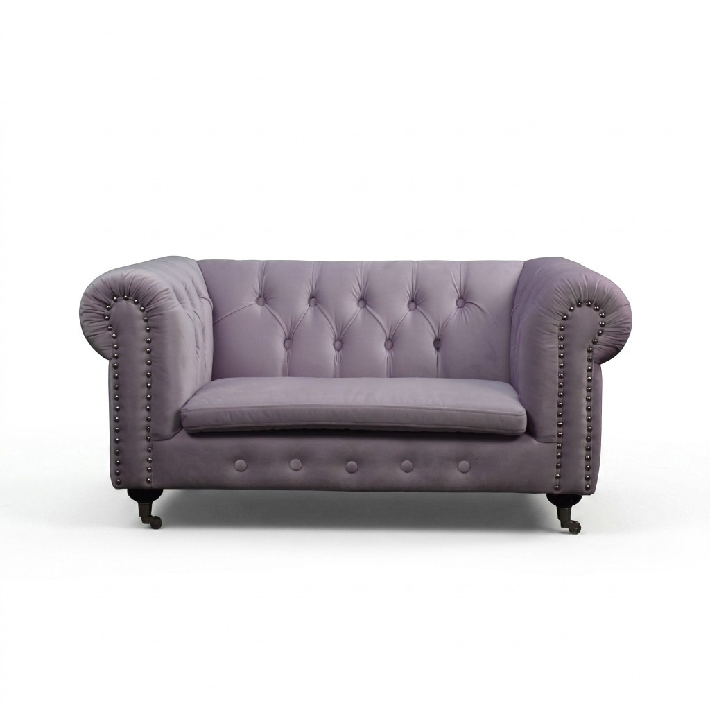 Chesterfield 2-Seater Classic Luxury Baroque Rococo Sofa Textile Leather Couch with Wheels