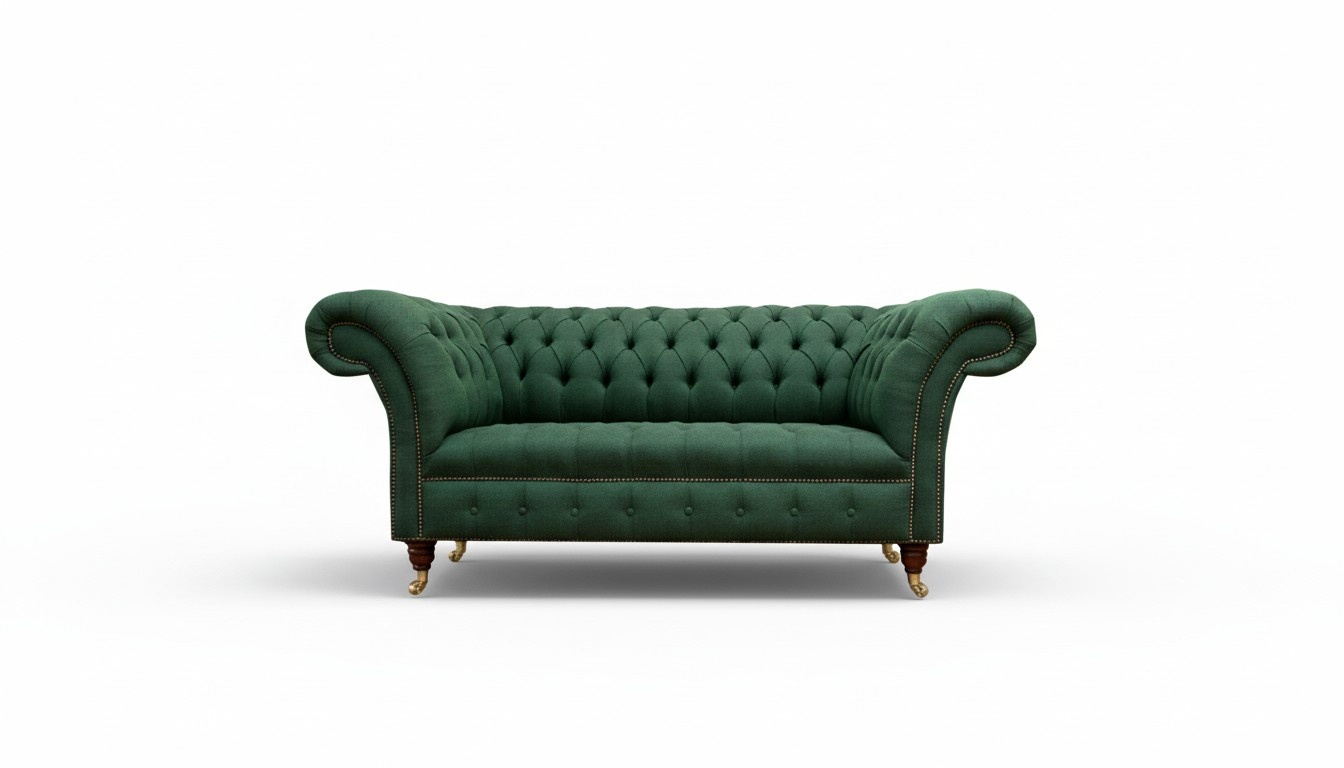 Chesterfield 2 Seater Fabric Green Textile Sofa Modern Creative Living Room Design