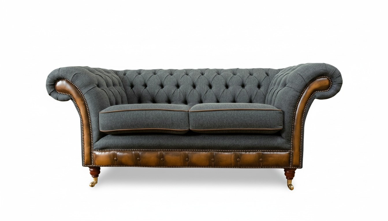 Chesterfield 2 Seater Gray Sofas Living Room Modern Design Sofa Sofas Fabric