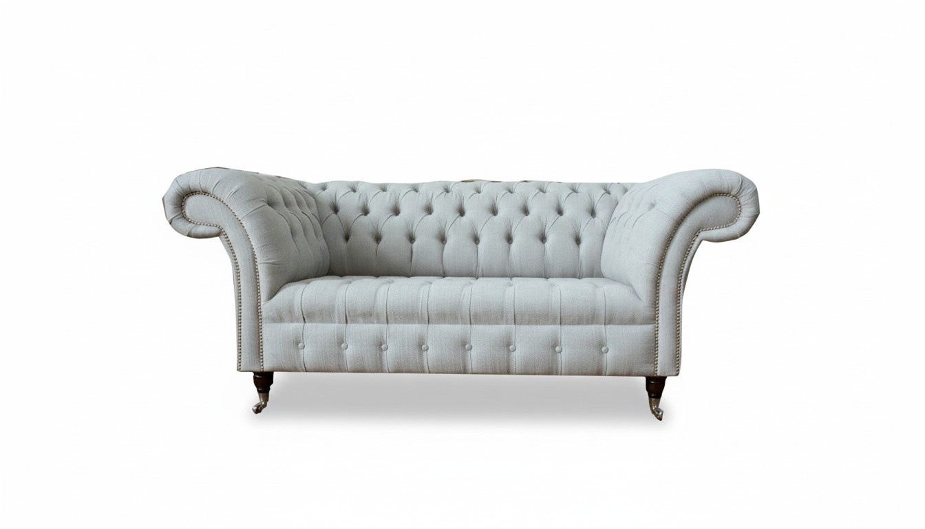 Chesterfield 2 Seater Living Room Couch Sofa Upholstery Textile Fabric Set New