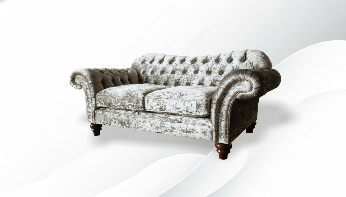 Chesterfield 2 seater silver living room couch sofas design couches sofa fabric