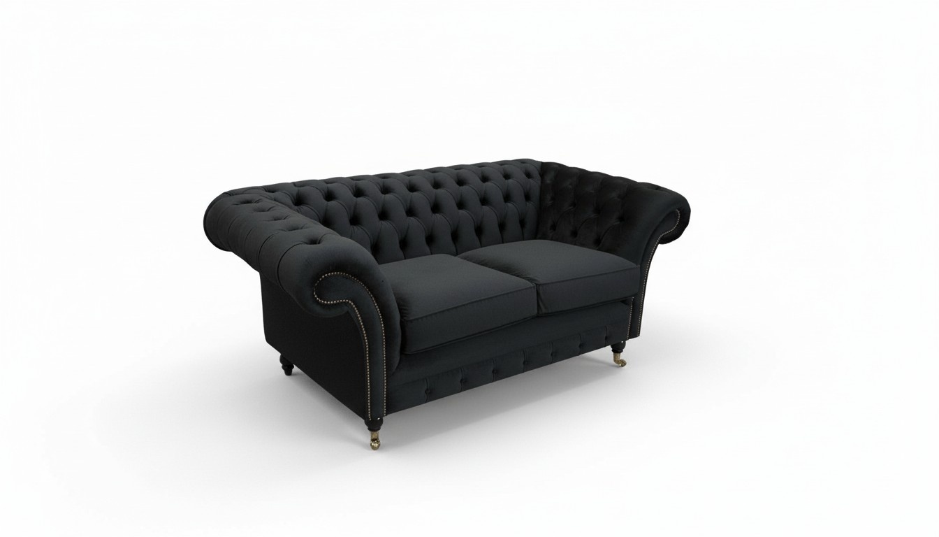 Chesterfield 2 seater couch textile fabric sofa furniture elegant design velvet designer