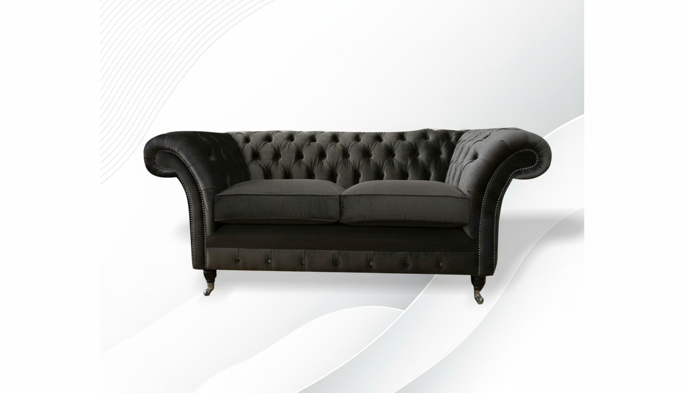 Chesterfield 2 seater sofa black design couches upholstery sofas new creative