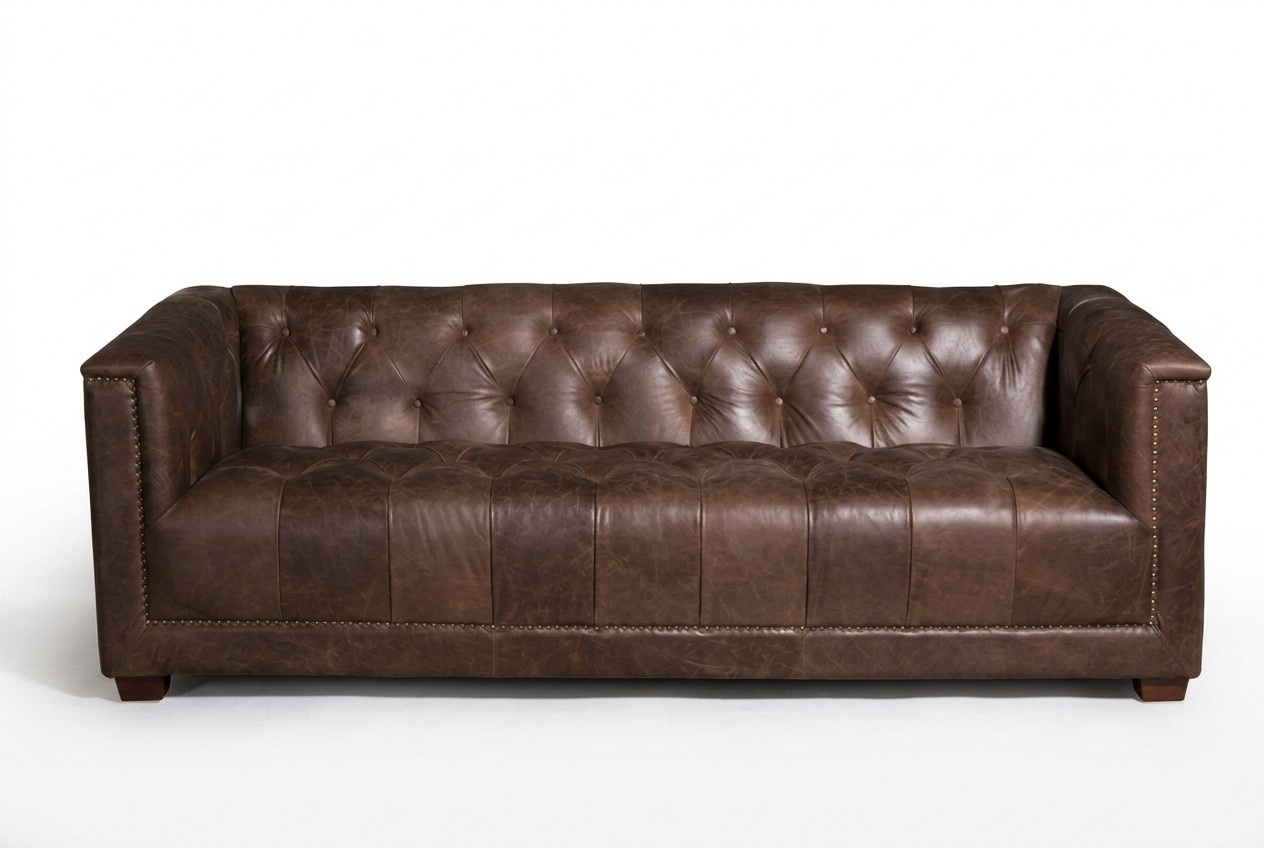 Premium Chesterfield Sofa Set 3+1 Seater New Faux Leather Upholstered Brown Couches