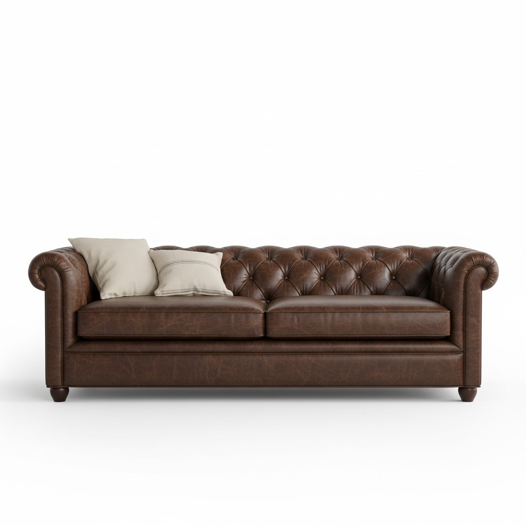 Chesterfield 3-seater 100% full leather antique upholstered sofa set genuine leather new