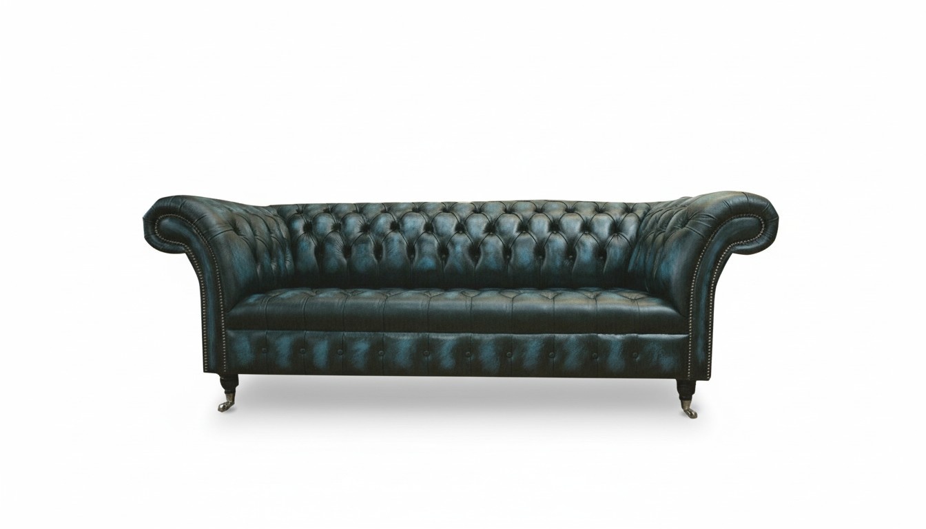 Chesterfield 3 seater black leather living room modern design couches sofa new