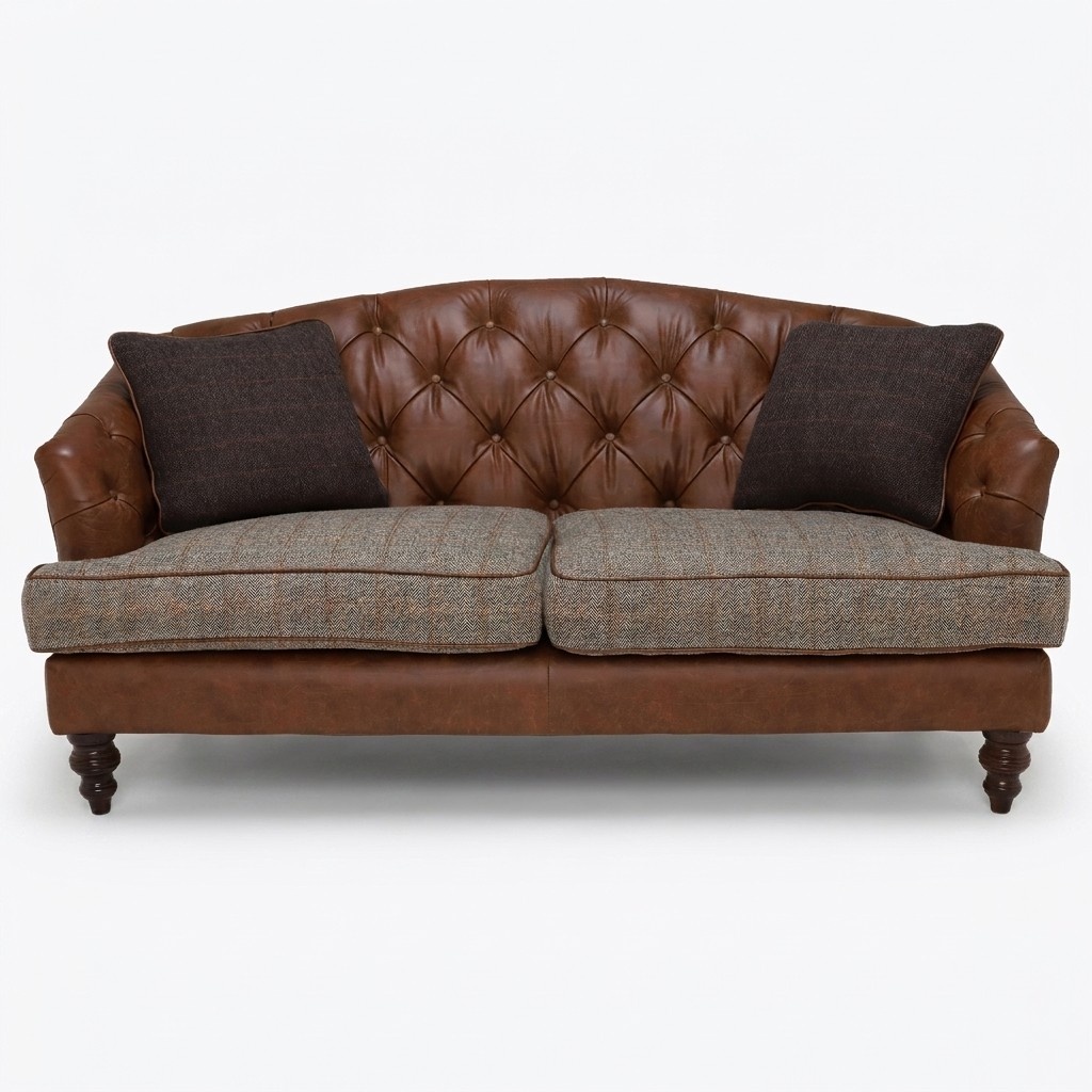 Chesterfield 3-seater classic luxury baroque rococo sofa textile leather couch new