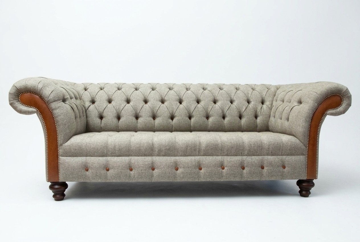 Chesterfield 3-seater Classic Luxury Baroque Rococo Couch Sofa Textile Couch