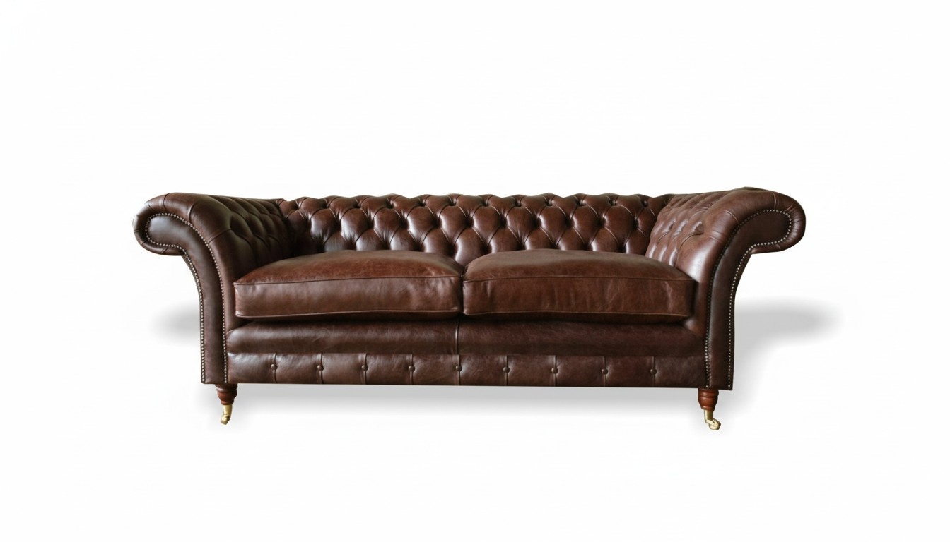 Chesterfield 3 seater living room modern design couches sofa leather brown luxury