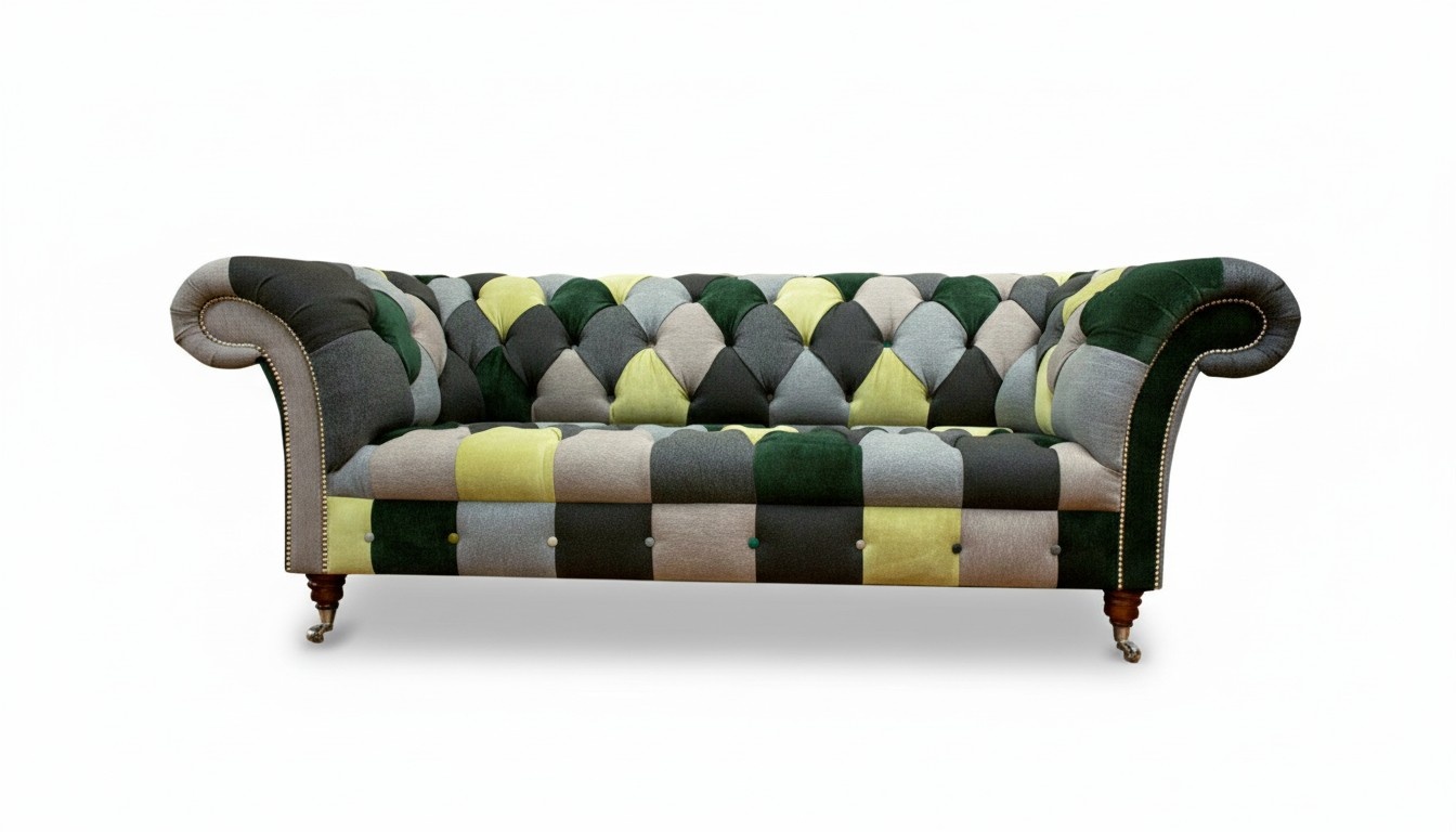 Chesterfield 3 Seater Multicoloured Living Room Design Couches Sofa Designer Furniture
