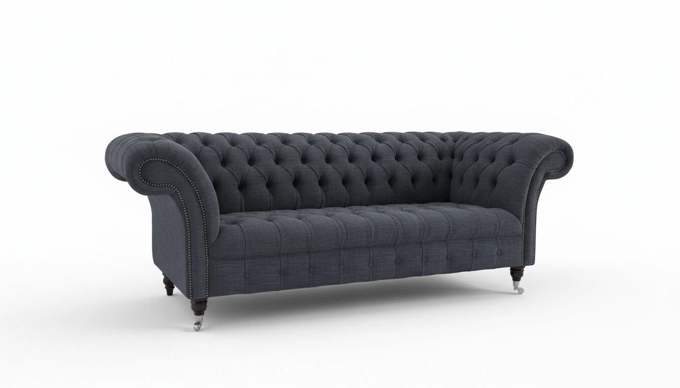 Chesterfield 3 Seater Couch Upholstery Seat Textile Fabric Leather Couches Sofa Sofas