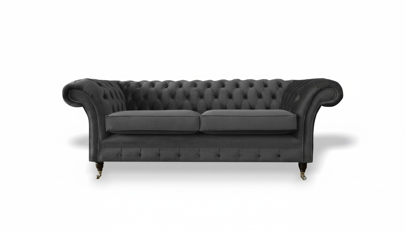Chesterfield 3 seater sofa three seater gray living room textile modern couches new