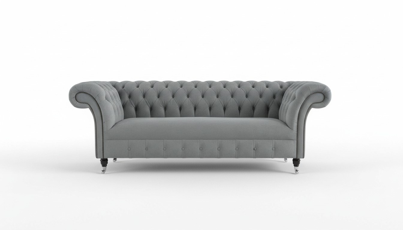Chesterfield 3 seater couch textile fabric sofa furniture elegant design velvet designer