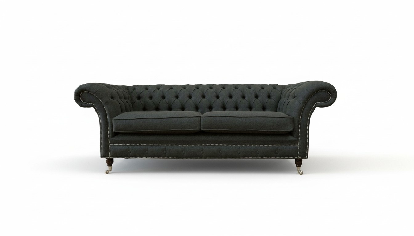 Chesterfield 3 seater textile dark gray modern design couches sofa couch furniture