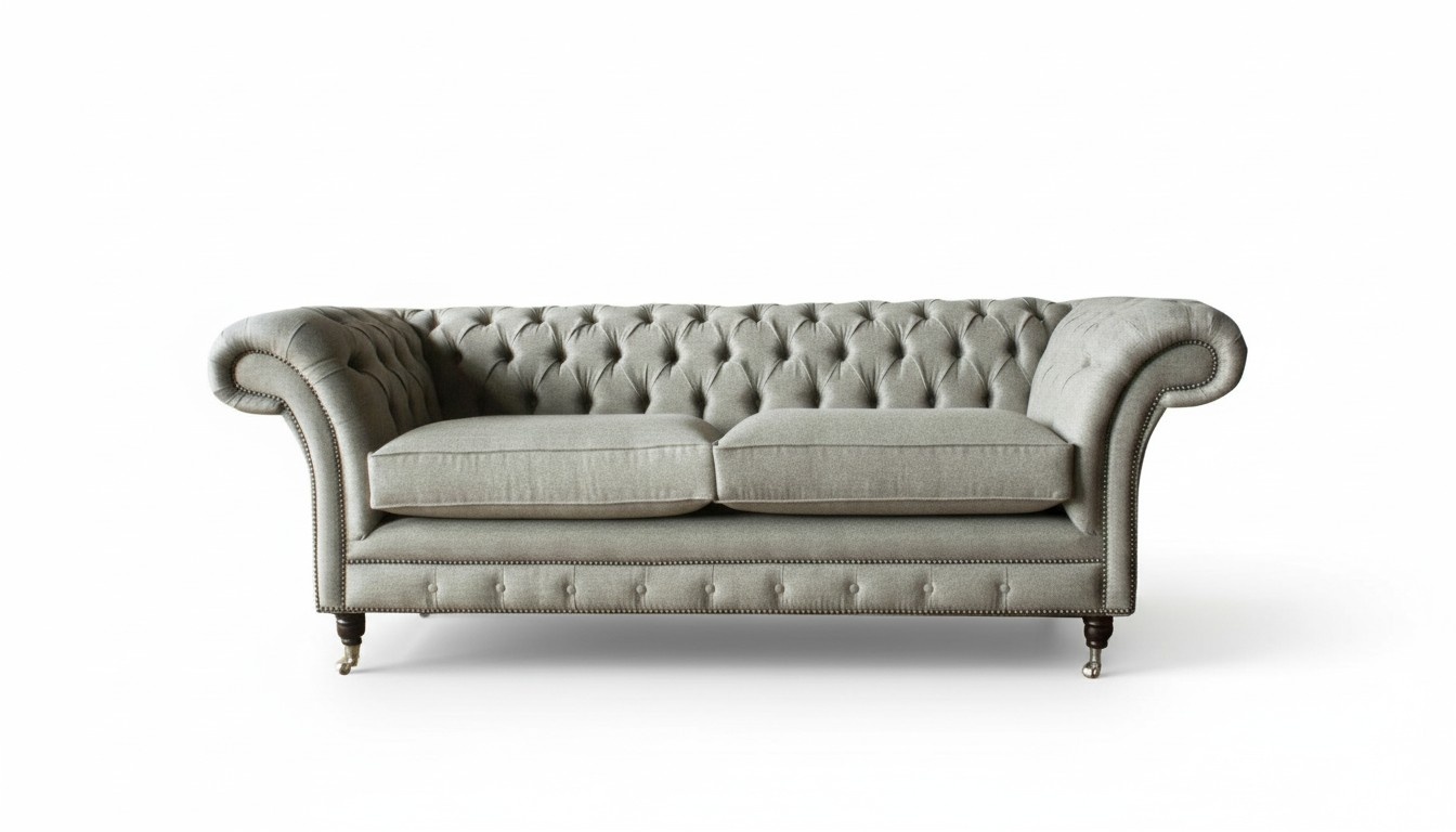 Chesterfield 3 seater textile sofa gray design couches upholstery sofas couches new