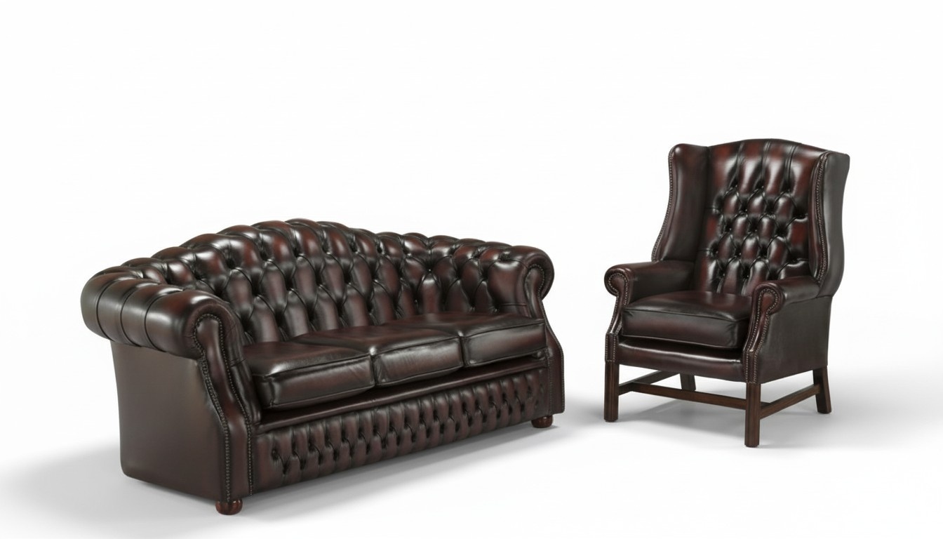 Chesterfield 3-seater + armchair sofa set sofa couch leather sofa new