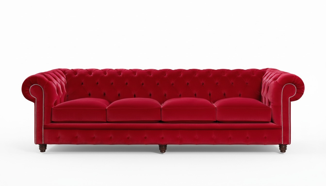 Chesterfield 4-Seater Big Sofa Couch Textile Velvet Upholstered Sofas XXL Couches New!