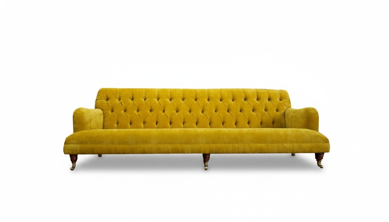 Chesterfield 4-seater living room modern design couches sofa new furniture fabric yellow
