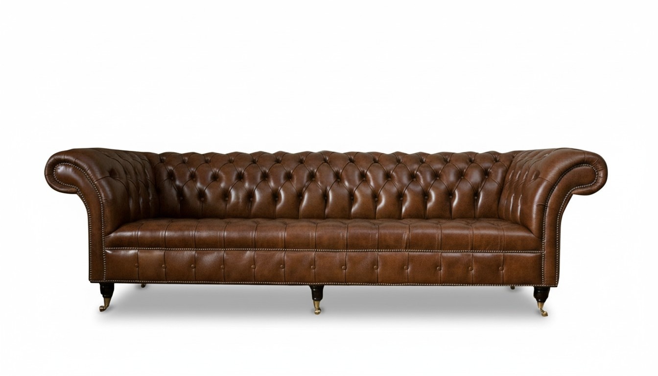 Chesterfield 4 seater modern design couches leather sofa xxl big furniture brown sofas