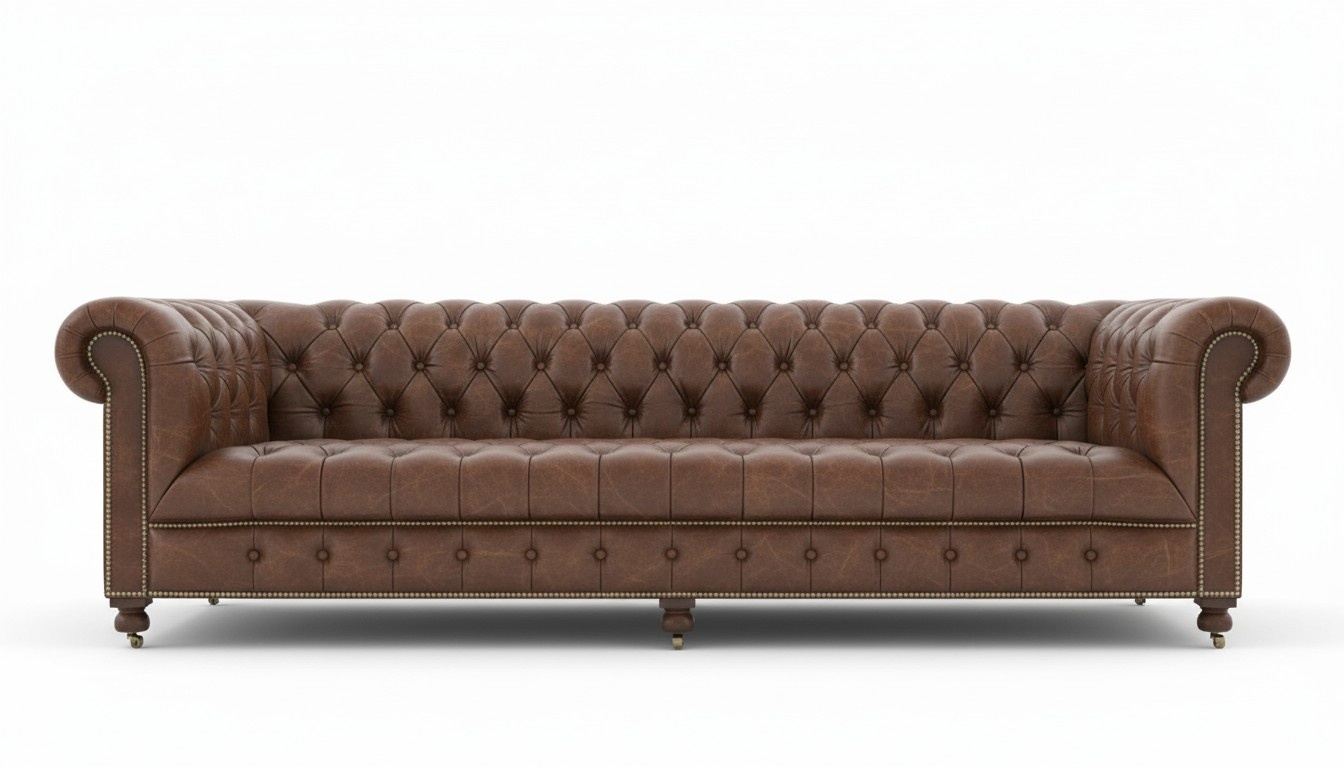 Chesterfield 4 seater upholstered couch antique style leather textile fabric sofa couches