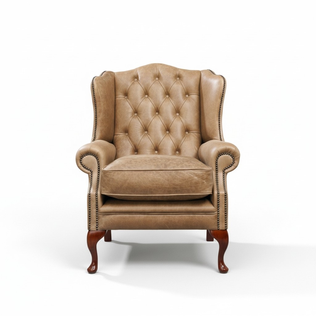 Chesterfield Armchair 1 Seater Upholstered 100% Full Leather Wing Chair Sofa 161013-26