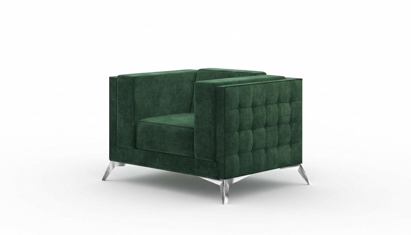 Chesterfield Armchair 1 Seater Couches Cushion New Television Sofa Textile Fabric Couch