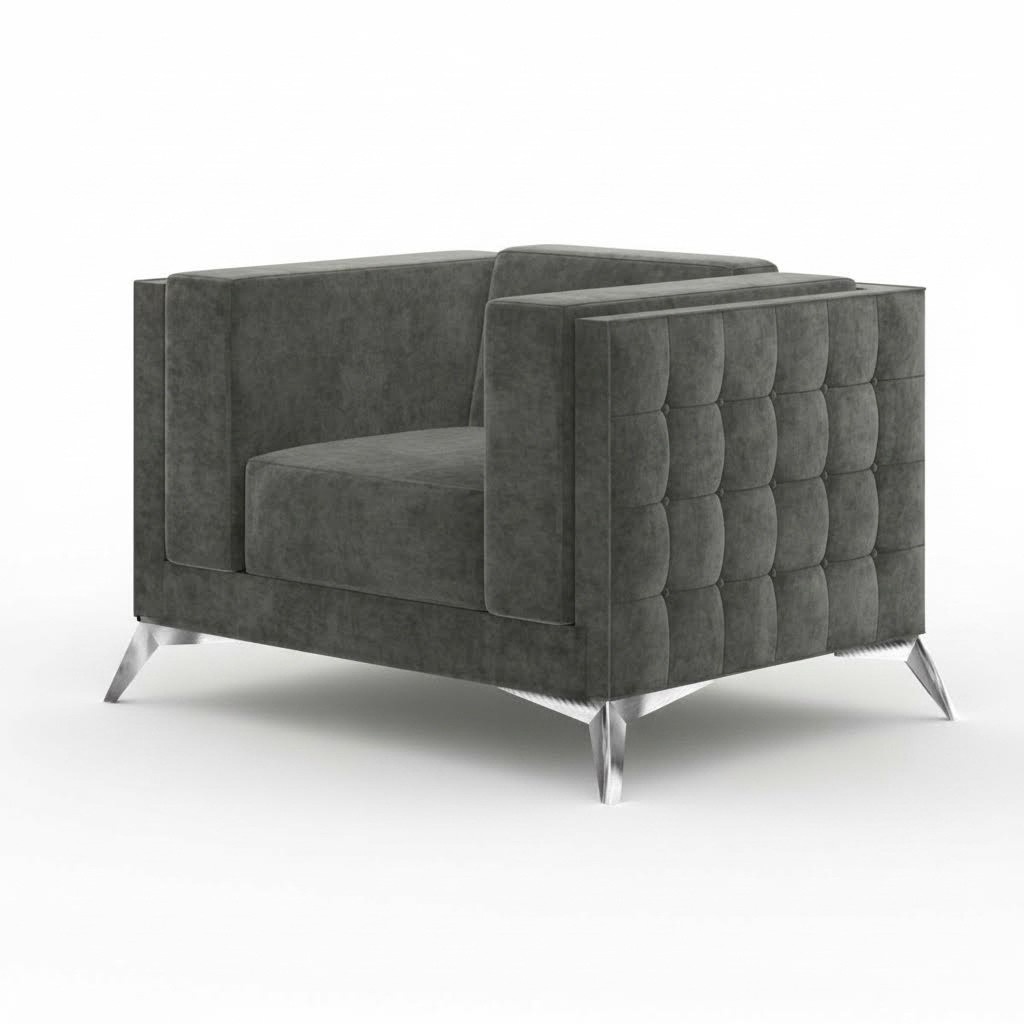 Chesterfield Armchair Couch 1 Seater Couches Cushion New Television Sofa Textile Fabric