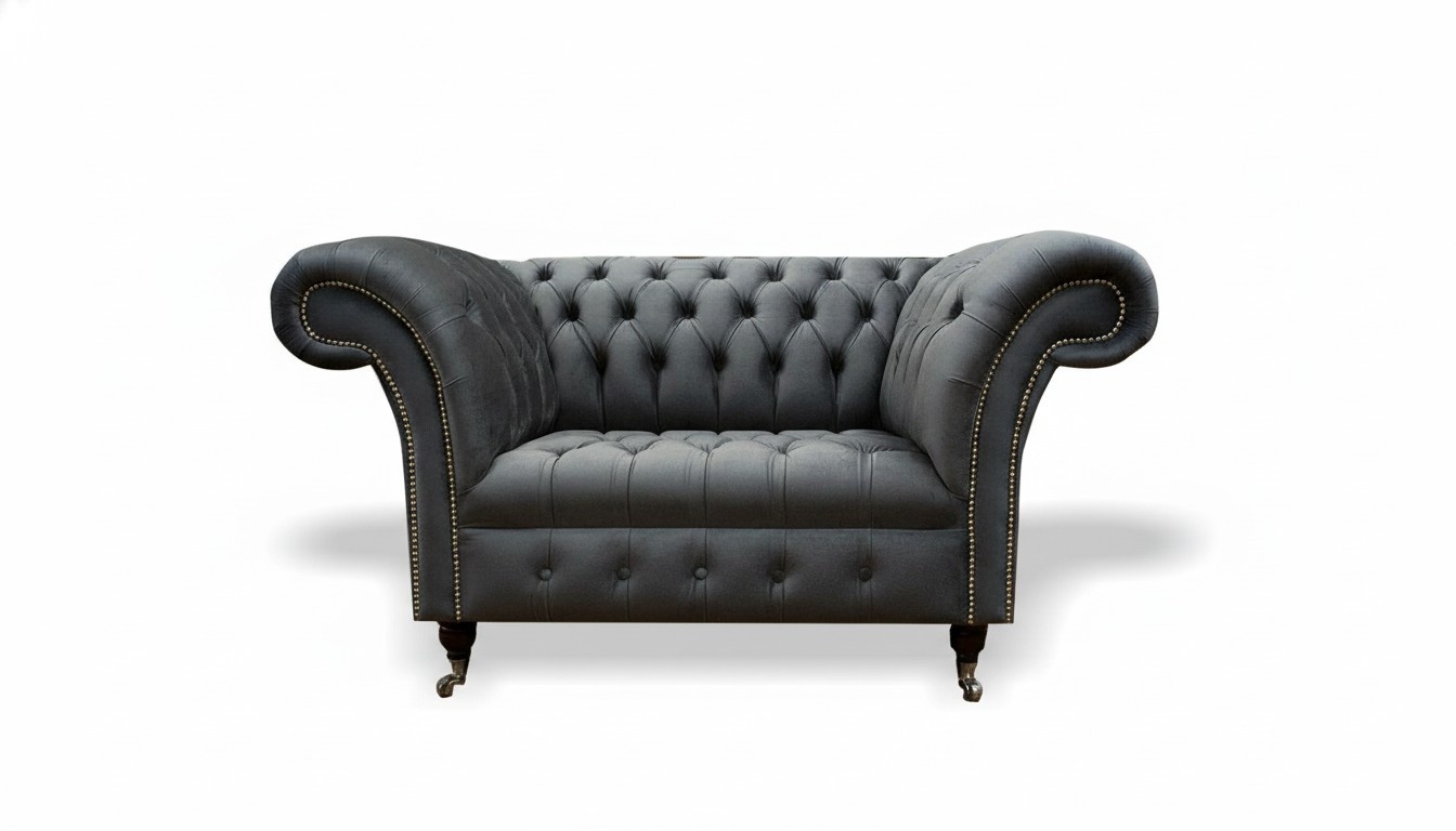 Chesterfield Armchair Textile Fabric Gray Creative Furniture New Living Room Modern Luxury