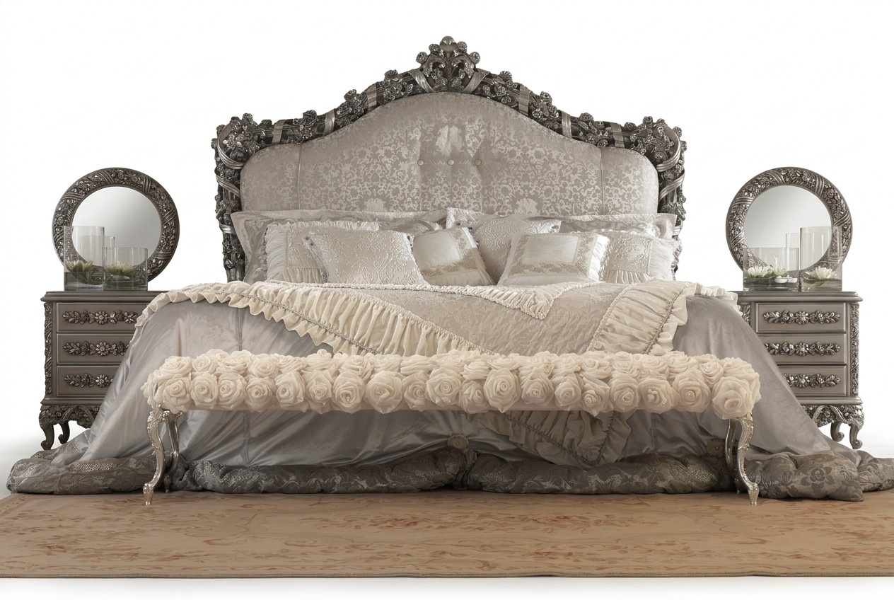 Chesterfield Bed Double Beds Leather Antique Style Luxury Italian Furniture New