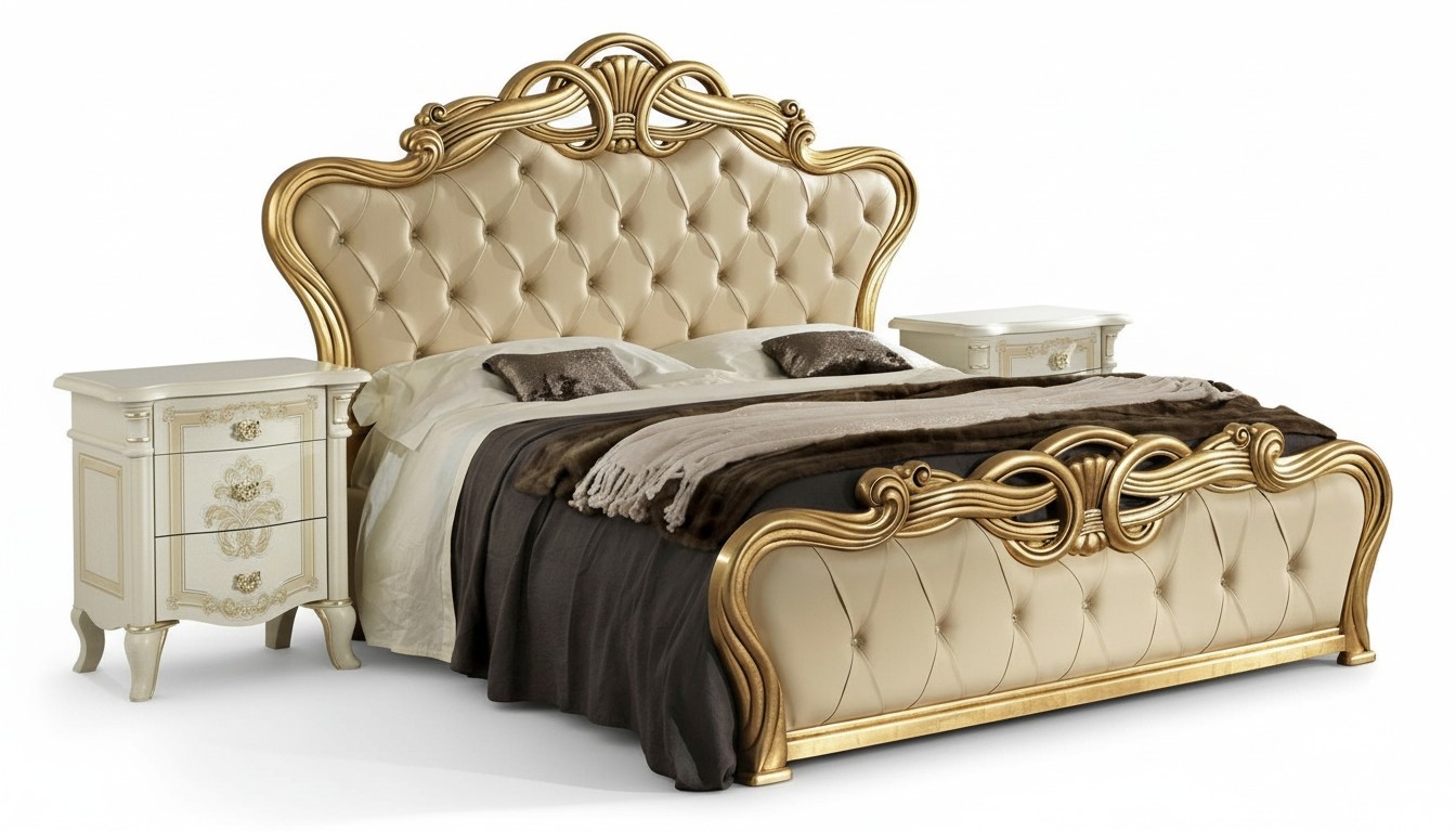 Chesterfield bed furniture baroque gold beds furniture golden double bed design new