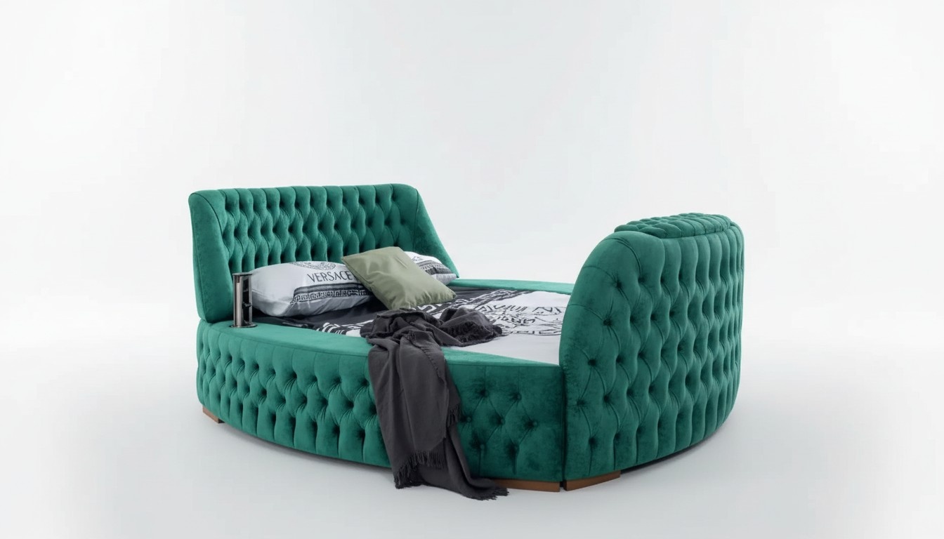Chesterfield Bed Furniture Double Beds Green Round Beds Luxury Hotel with Lift