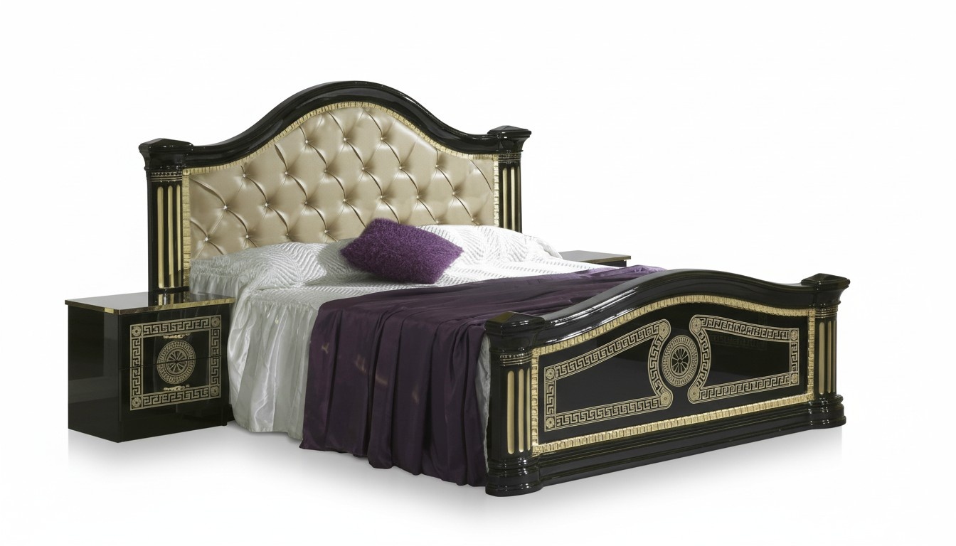 Classic style chesterfield design massive marriage leather double bed 180x200cm size