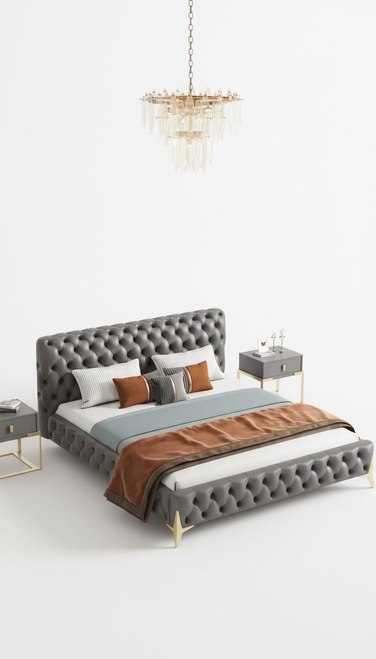 Chesterfield bed upholstery design luxury double hotel beds luxury hotel new