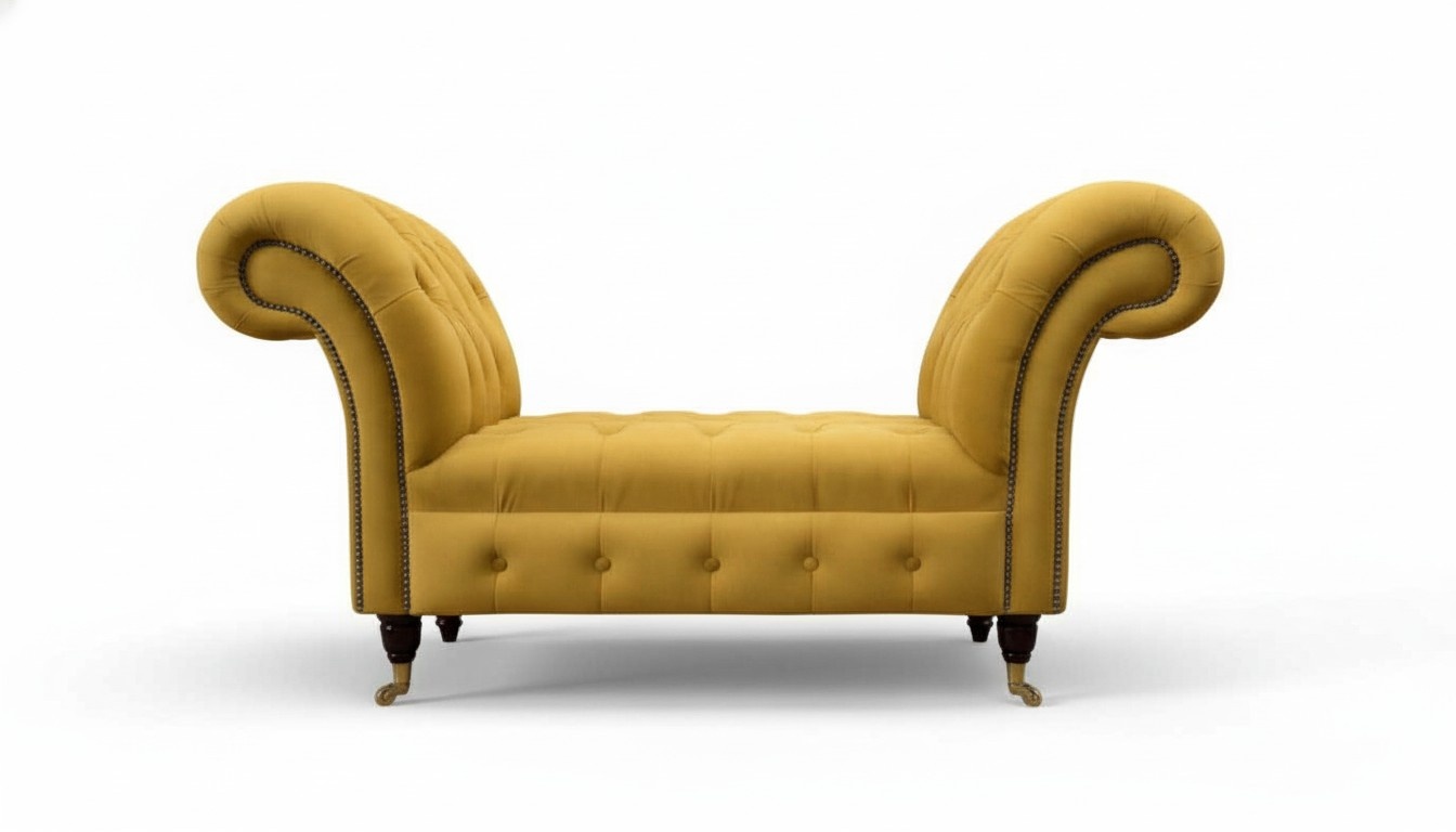 Chesterfield Bench Stool Upholstered Bench Ottoman Seat Stool Yellow Side Table