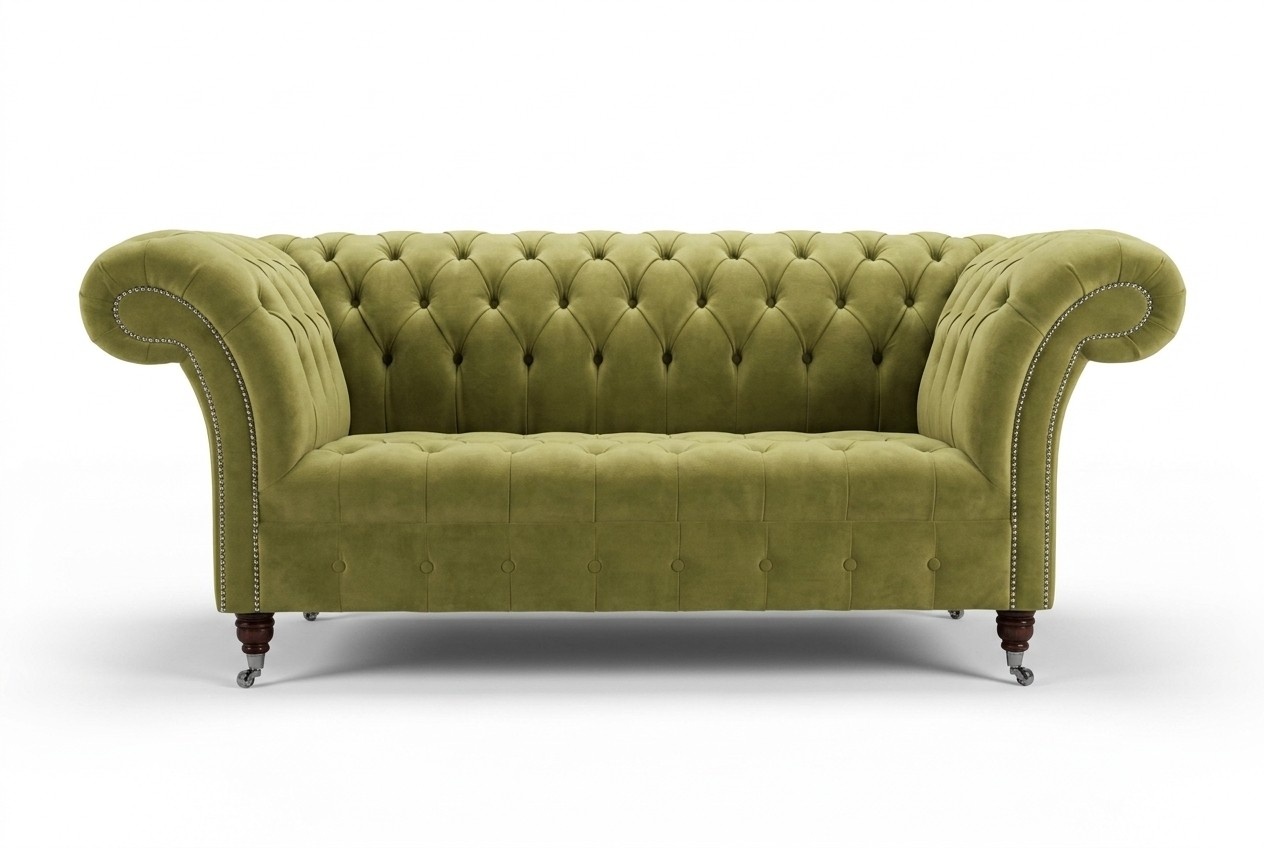 Chesterfield Big Textile Design Living Room Couch Sofa Upholstery 2 Seat Leather #122