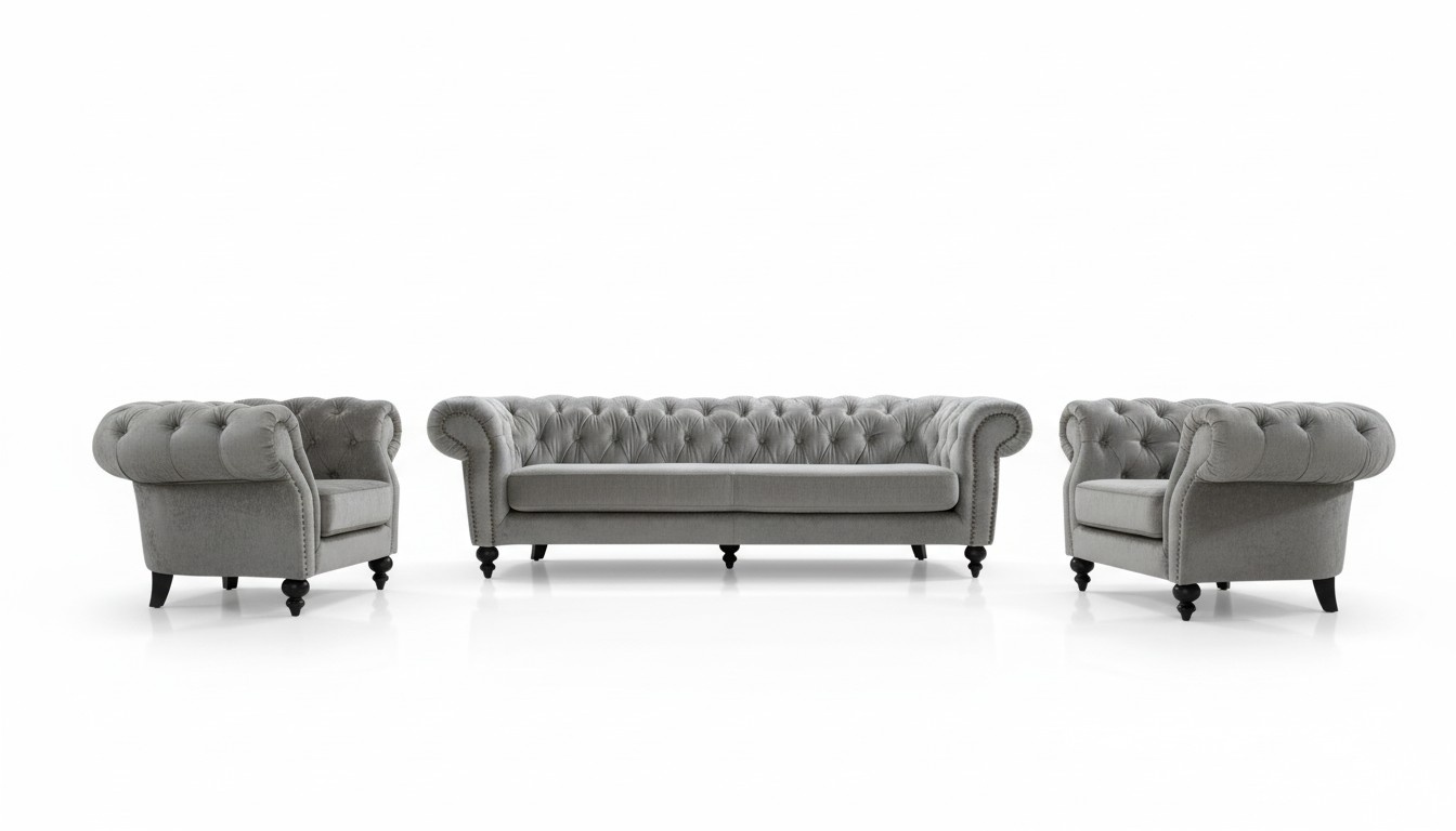 Chesterfield Big XXL Upholstery Set Couch Sofa Set 5+4+1 Textile