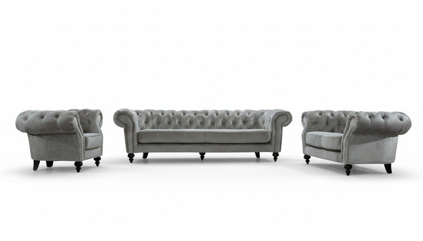 Chesterfield Big XXL Upholstery Set Couch Sofa Set 5+4+1 Textile