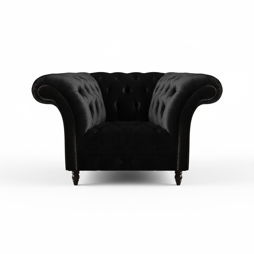 Chesterfield Black Armchair Upholstered Furniture Living Room 1-Seater New