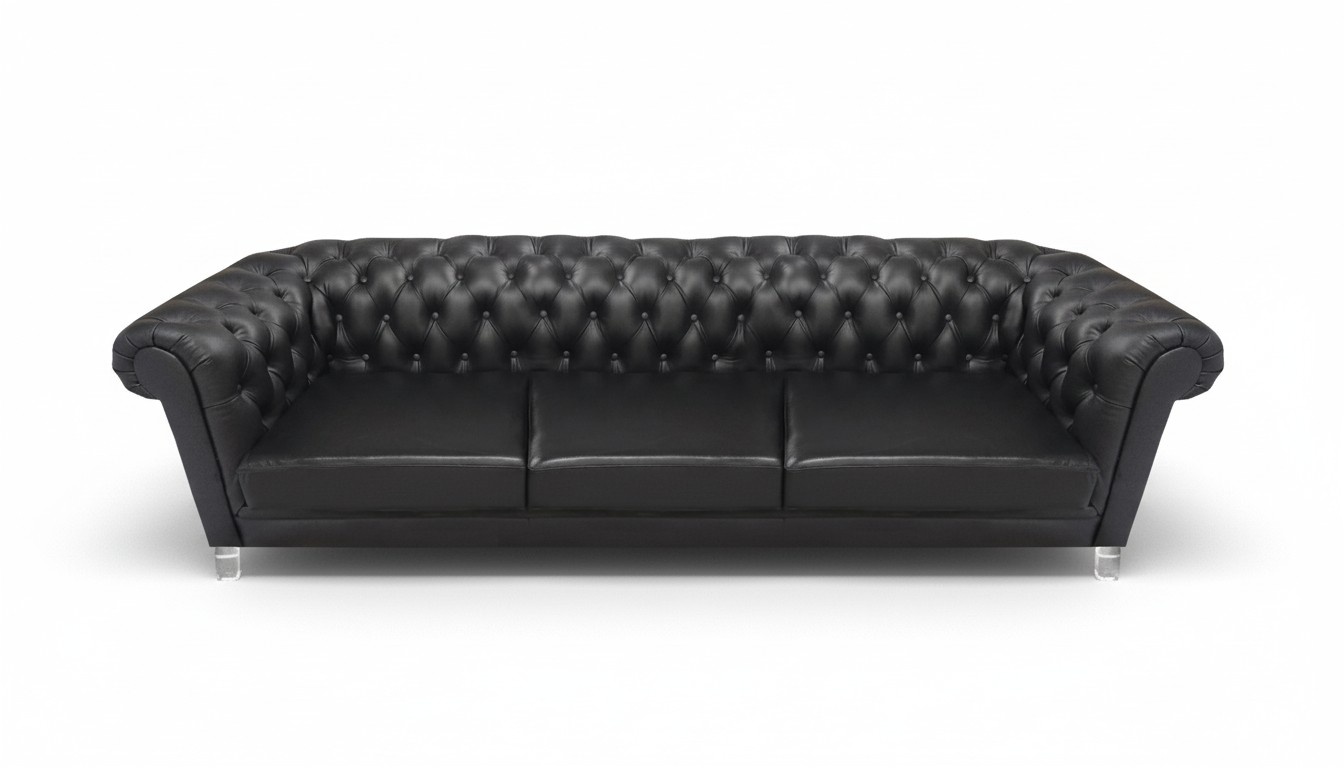 Chesterfield Black Noble Leather Sofa Designer Living Room Upholstered Couch
