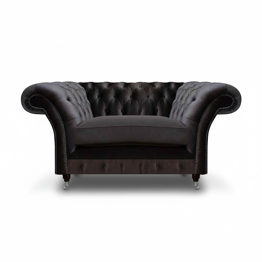 Chesterfield Black Upholstered Armchair Luxury Seating Modern 1-Seater