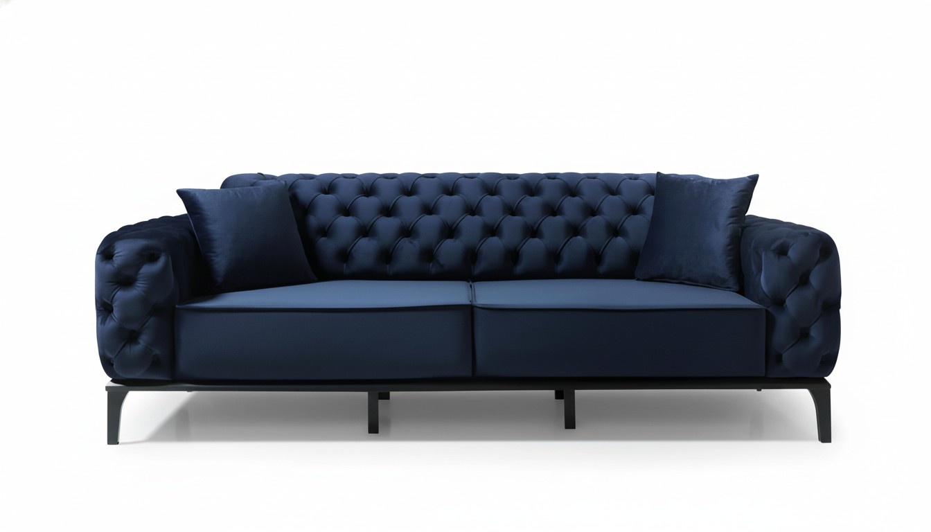 Chesterfield Blue 3-Seater Modern Upholstered Sofa Luxury Elegant Seating Furniture