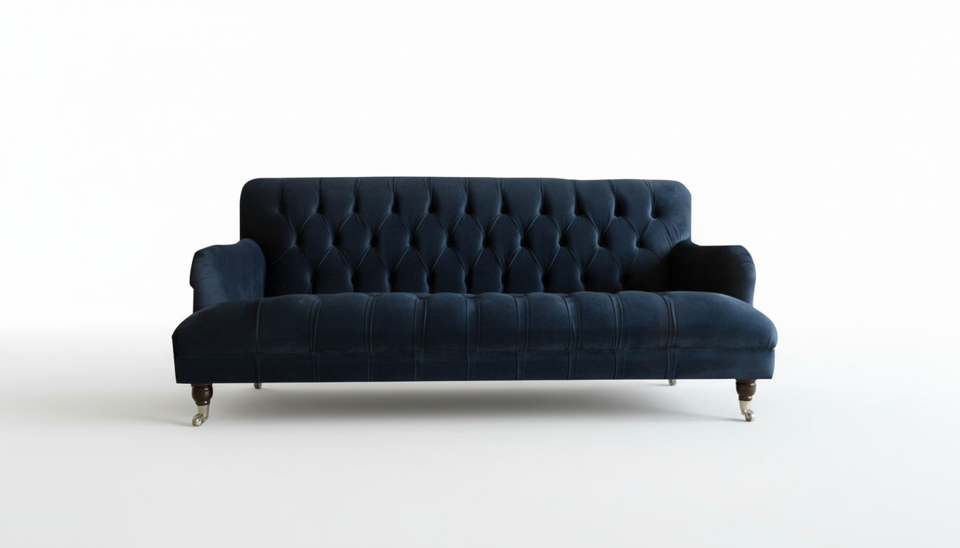 Chesterfield Blue Couches Textile Sofa Fabric Living Room Sofas Furniture New Modern