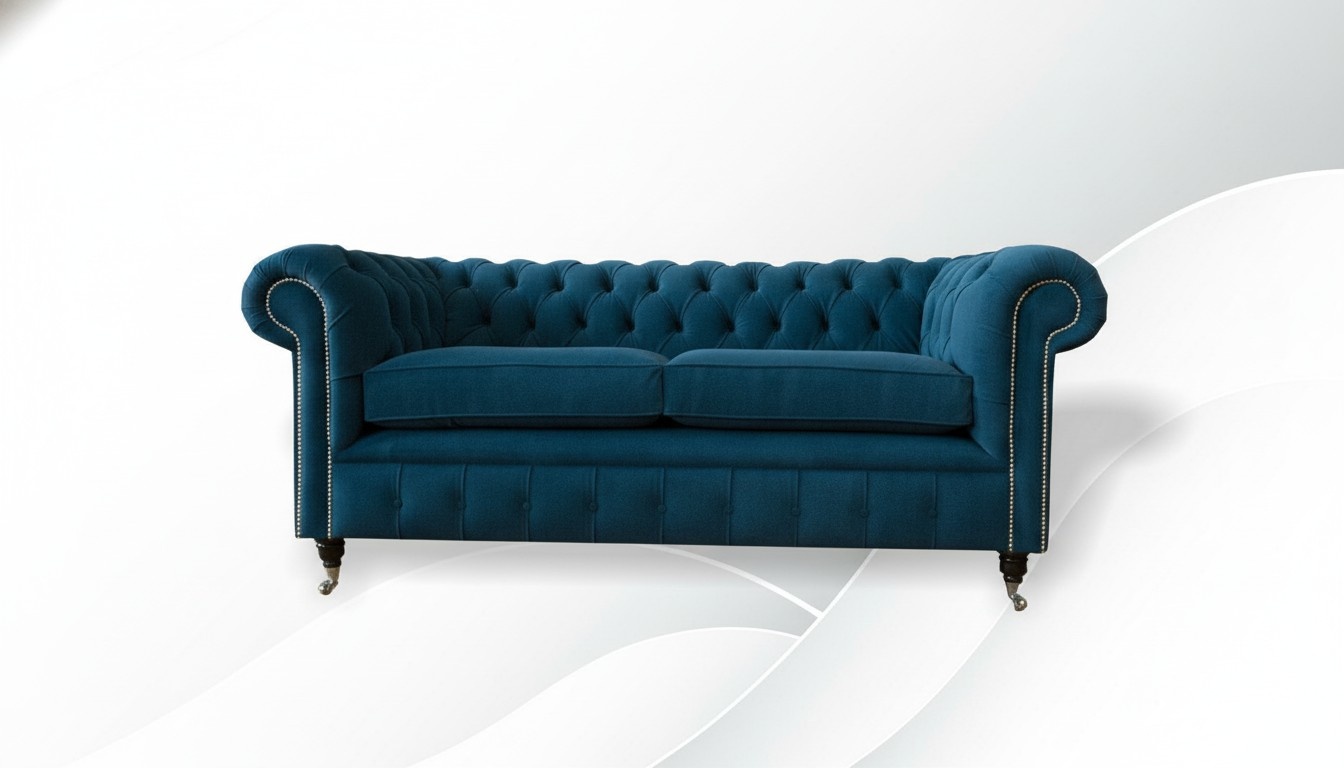 Chesterfield Blue two-seater design couches upholstered sofa sofas couch textile