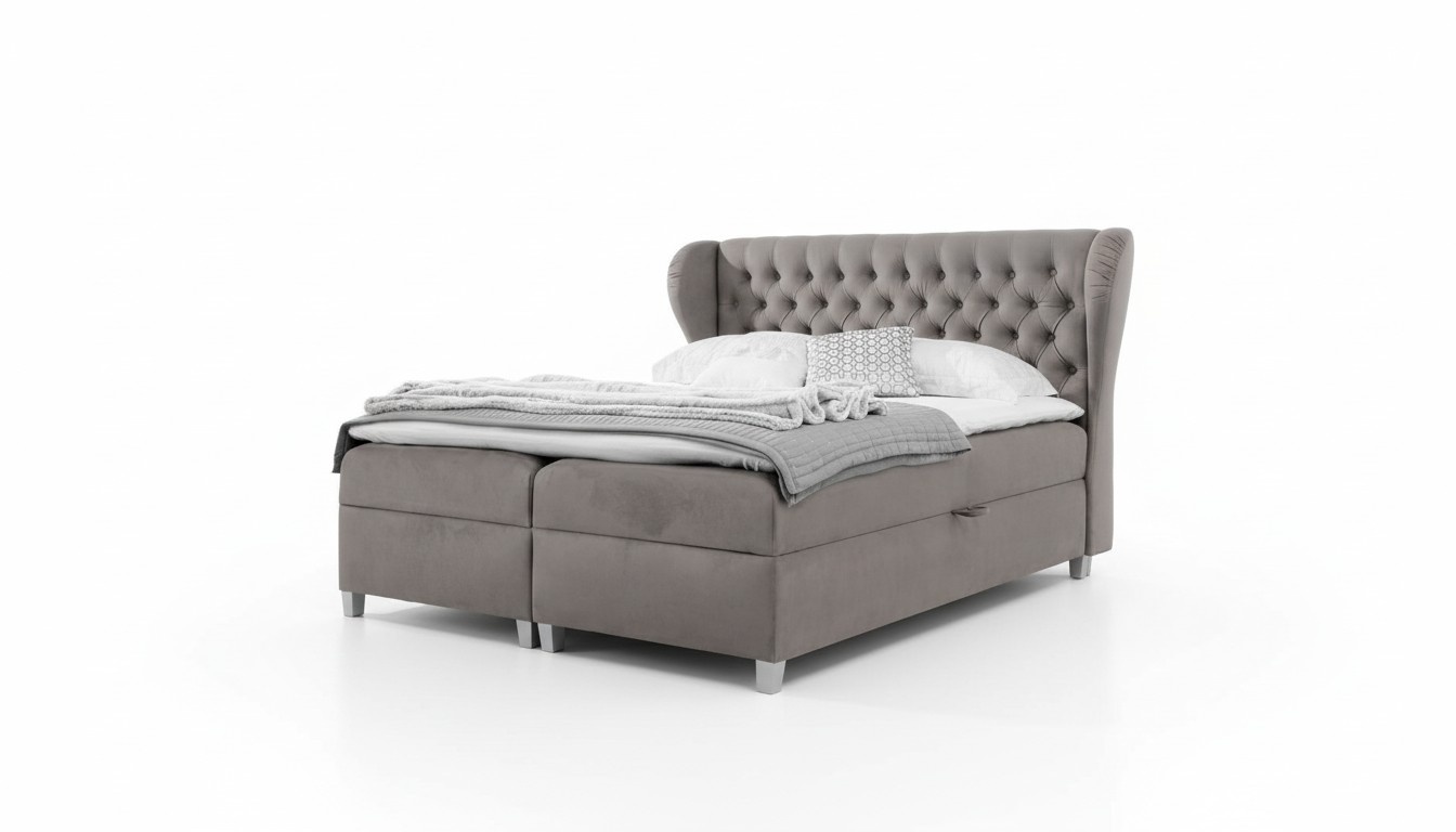 Chesterfield box spring bed Luxury bedroom furnishings Modern upholstered bed