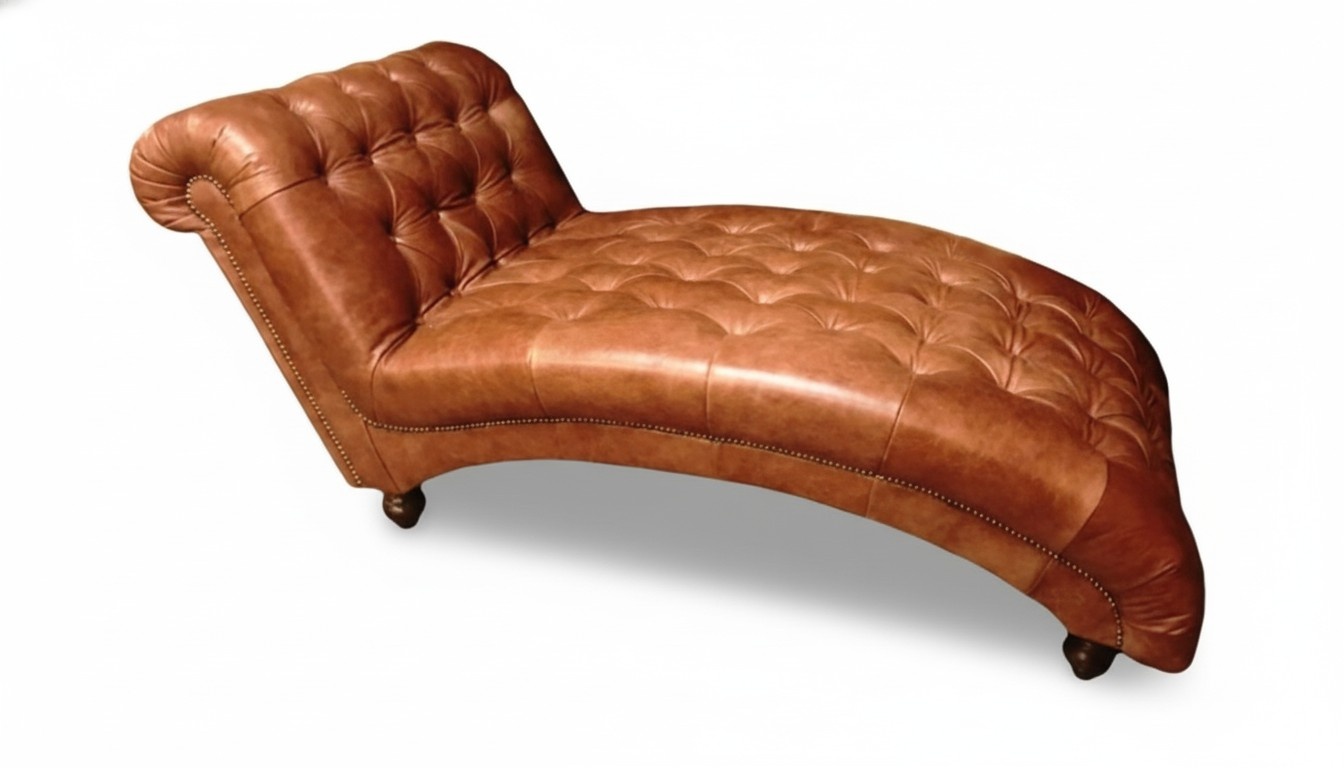 Chesterfield Brown Chaise Lounge Furniture Recliner Living Room Modern Design Sofa |